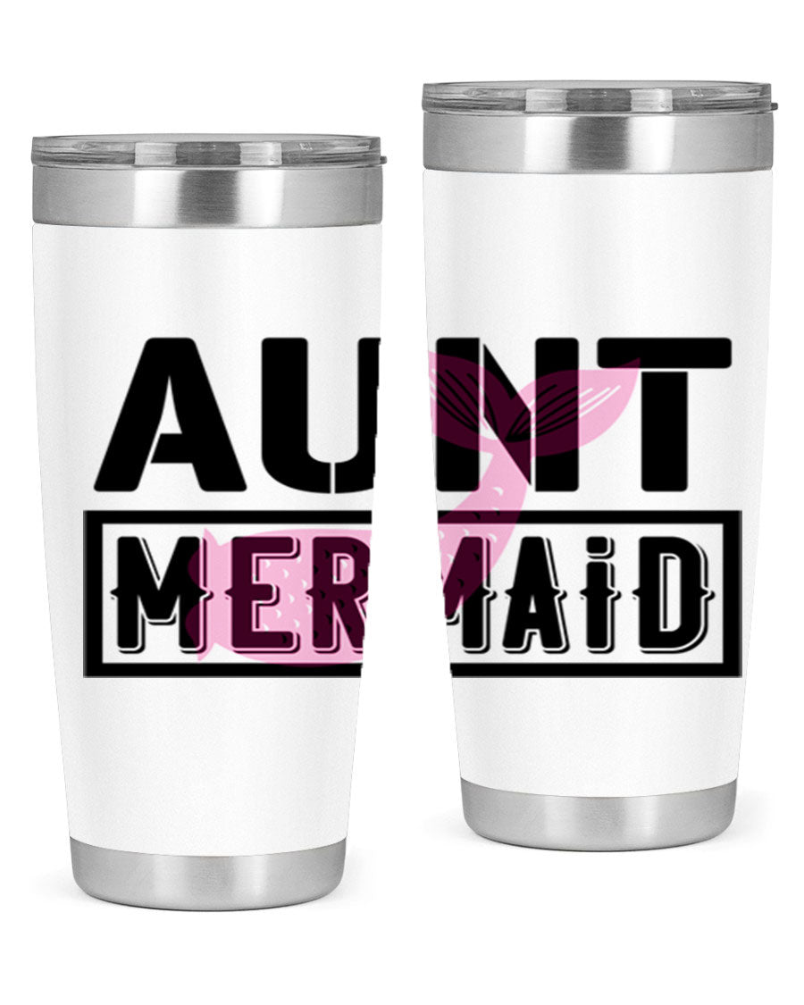 Aunt Mermaid 17# Tumbler, a stylish 20oz stainless steel tumbler with a vibrant mermaid design, perfect for hot and cold beverages.