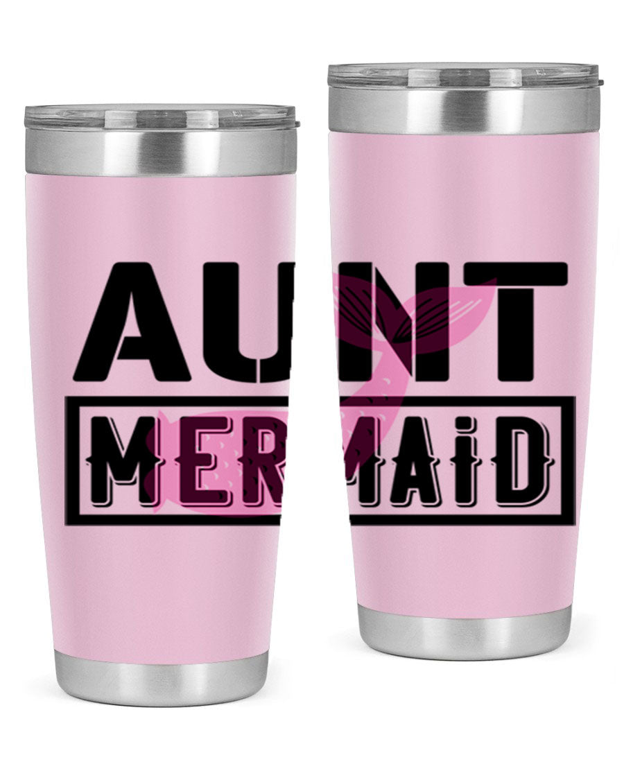 Aunt Mermaid 17# Tumbler, a stylish 20oz stainless steel tumbler with a vibrant mermaid design, perfect for hot and cold beverages.