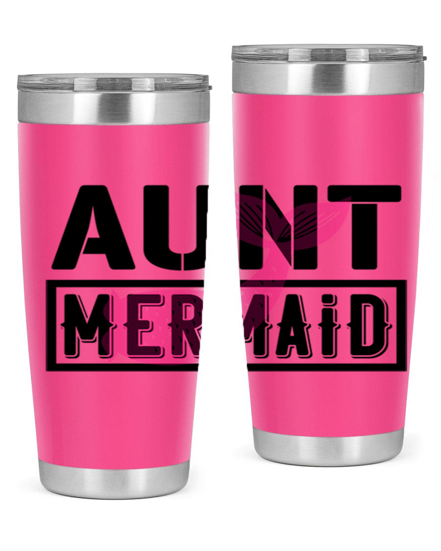 Aunt Mermaid 17# Tumbler, a stylish 20oz stainless steel tumbler with a vibrant mermaid design, perfect for hot and cold beverages.