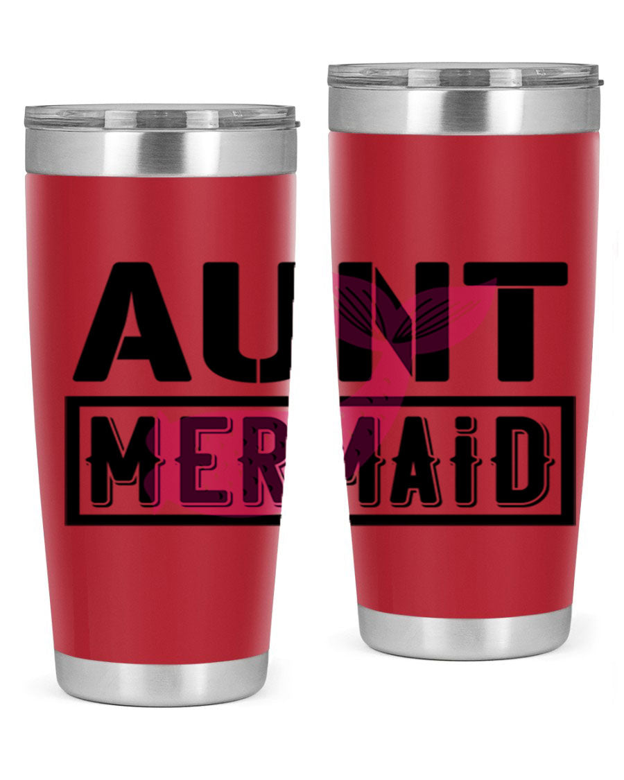 Aunt Mermaid 17# Tumbler, a stylish 20oz stainless steel tumbler with a vibrant mermaid design, perfect for hot and cold beverages.