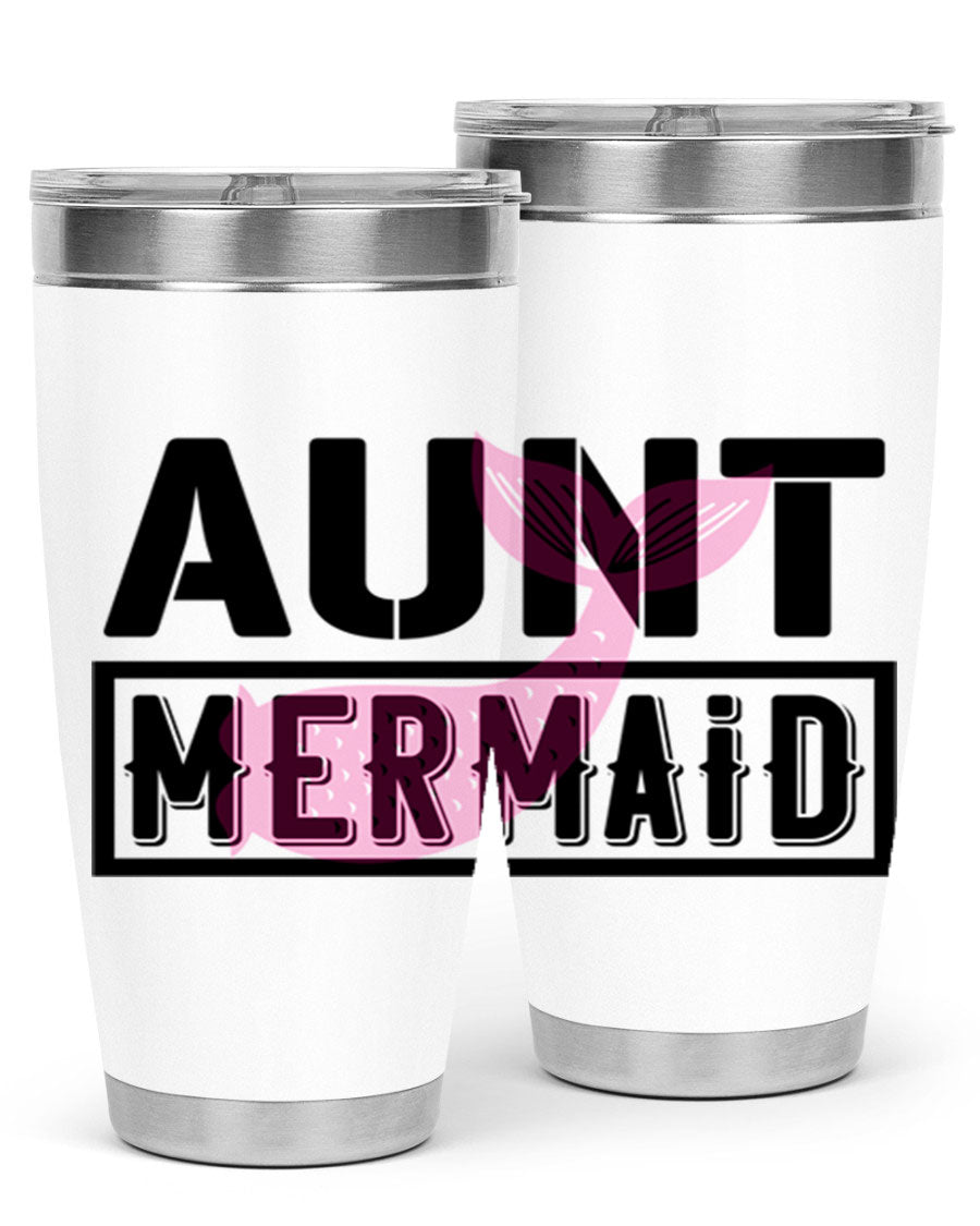 Aunt Mermaid 17# Tumbler, a stylish 20oz stainless steel tumbler with a vibrant mermaid design, perfect for hot and cold beverages.