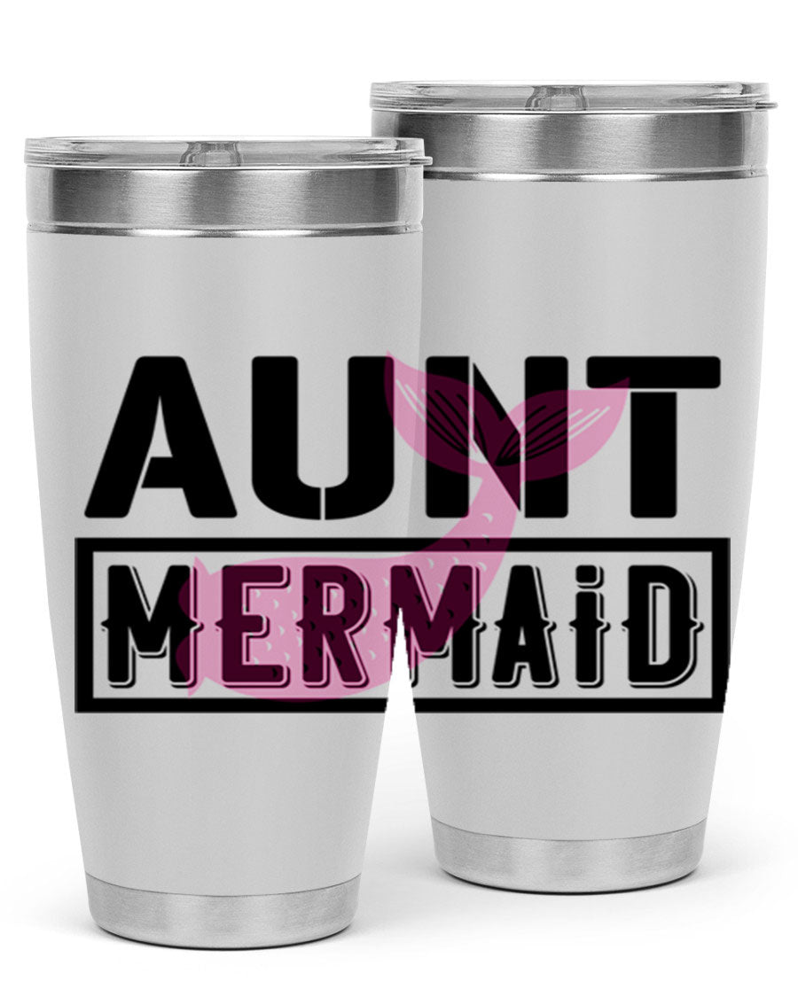 Aunt Mermaid 17# Tumbler, a stylish 20oz stainless steel tumbler with a vibrant mermaid design, perfect for hot and cold beverages.