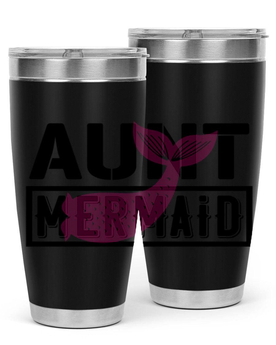 Aunt Mermaid 17# Tumbler, a stylish 20oz stainless steel tumbler with a vibrant mermaid design, perfect for hot and cold beverages.