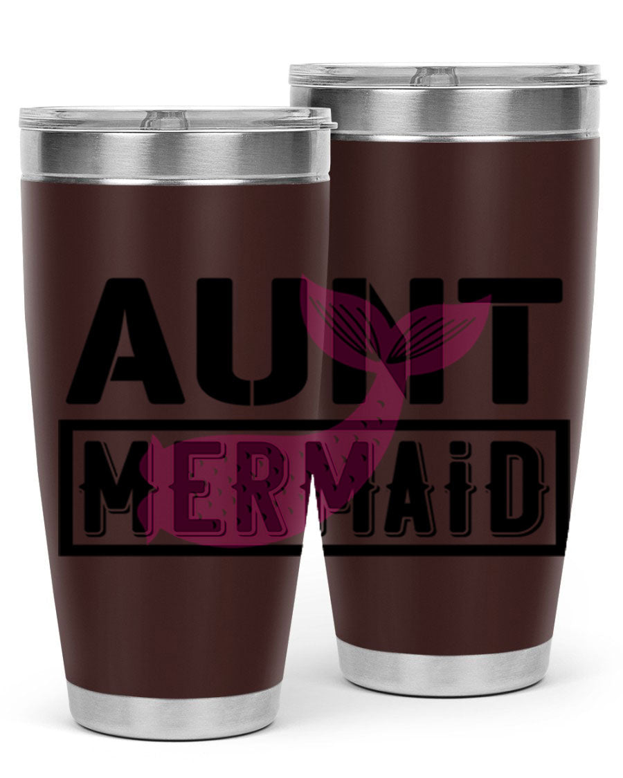 Aunt Mermaid 17# Tumbler, a stylish 20oz stainless steel tumbler with a vibrant mermaid design, perfect for hot and cold beverages.