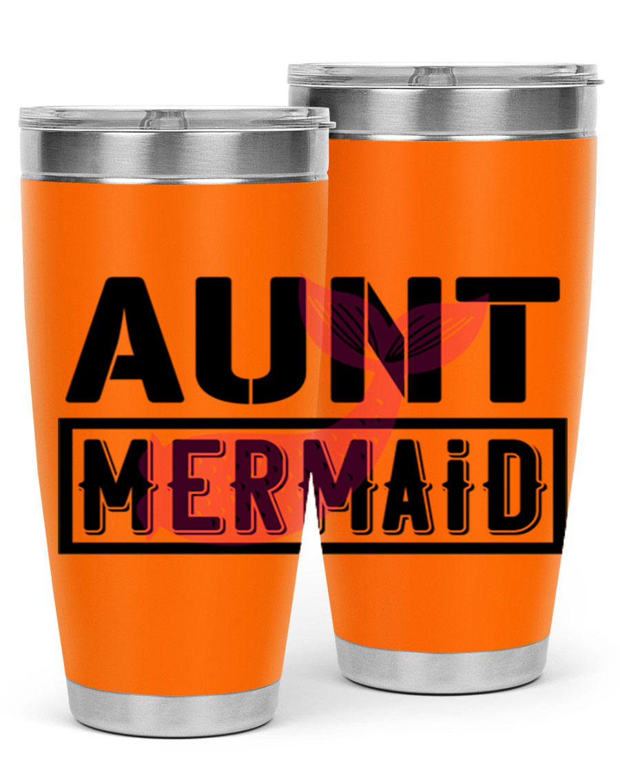 Aunt Mermaid 17# Tumbler, a stylish 20oz stainless steel tumbler with a vibrant mermaid design, perfect for hot and cold beverages.