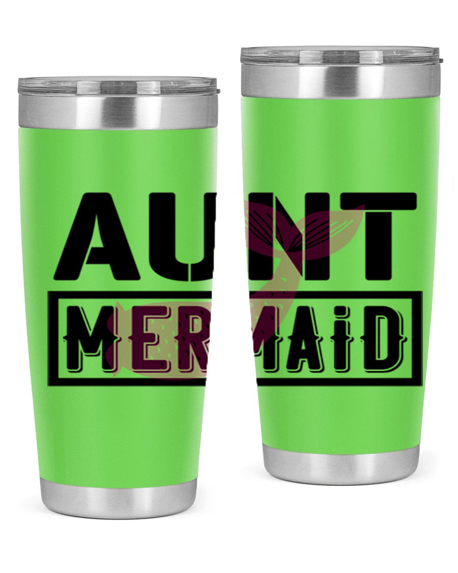 Aunt Mermaid 17# Tumbler, a stylish 20oz stainless steel tumbler with a vibrant mermaid design, perfect for hot and cold beverages.