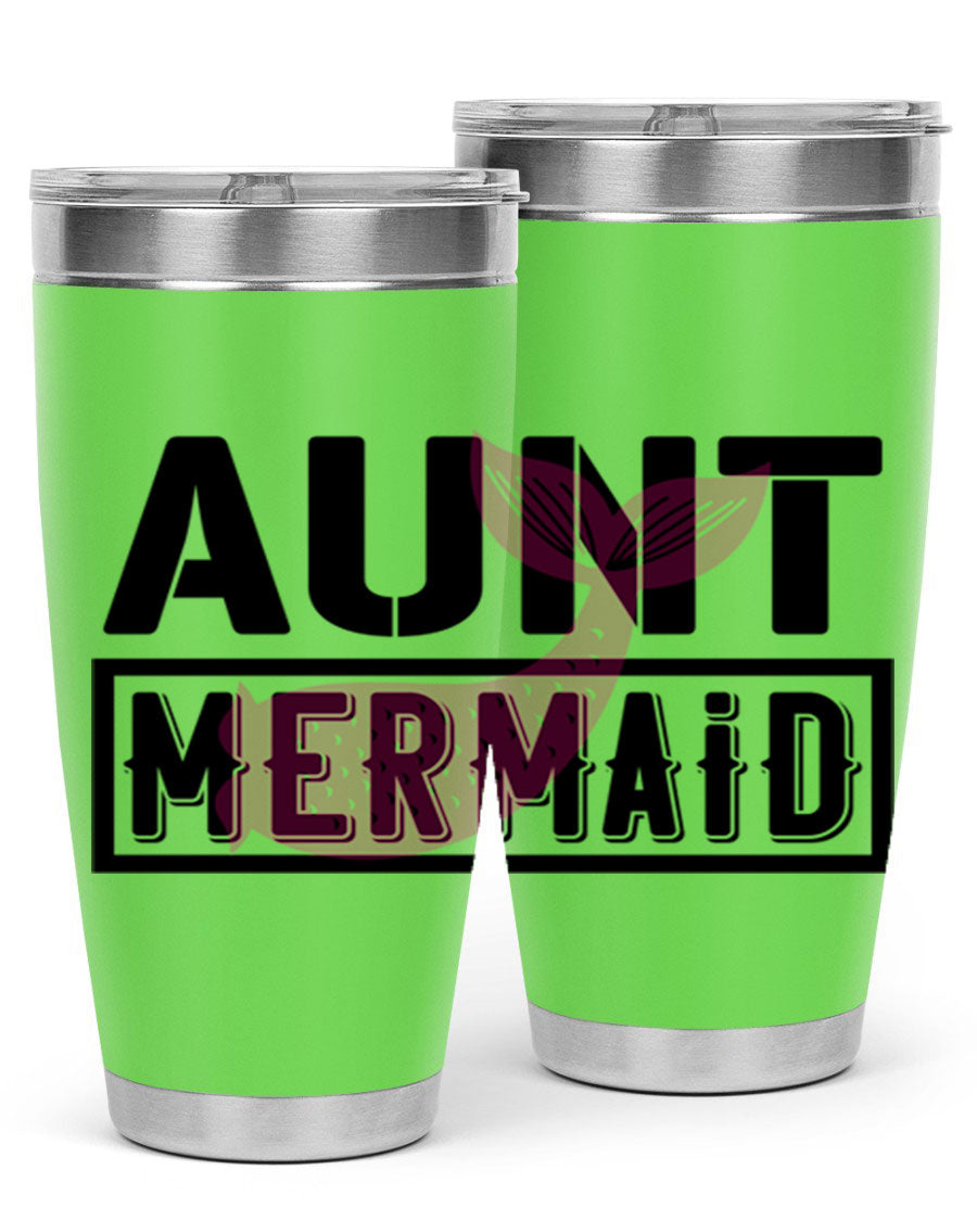 Aunt Mermaid 17# Tumbler, a stylish 20oz stainless steel tumbler with a vibrant mermaid design, perfect for hot and cold beverages.