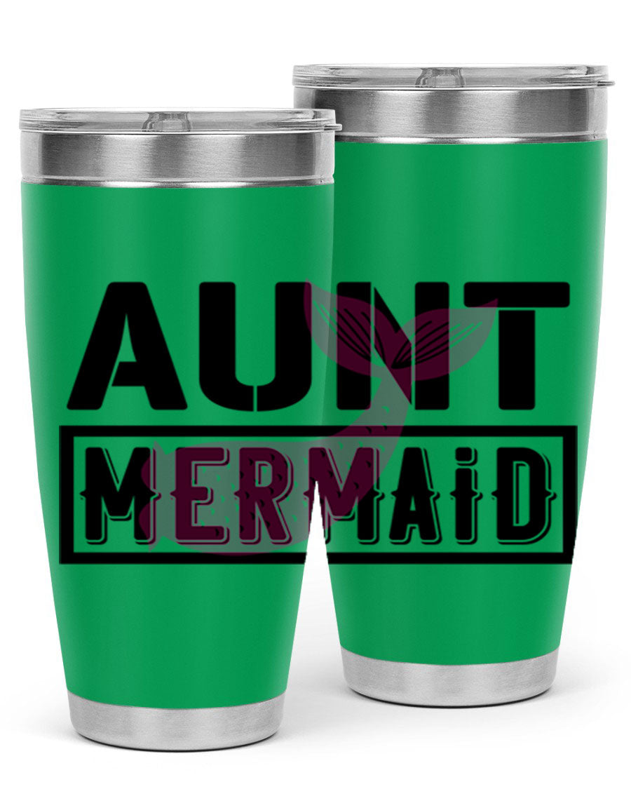 Aunt Mermaid 17# Tumbler, a stylish 20oz stainless steel tumbler with a vibrant mermaid design, perfect for hot and cold beverages.