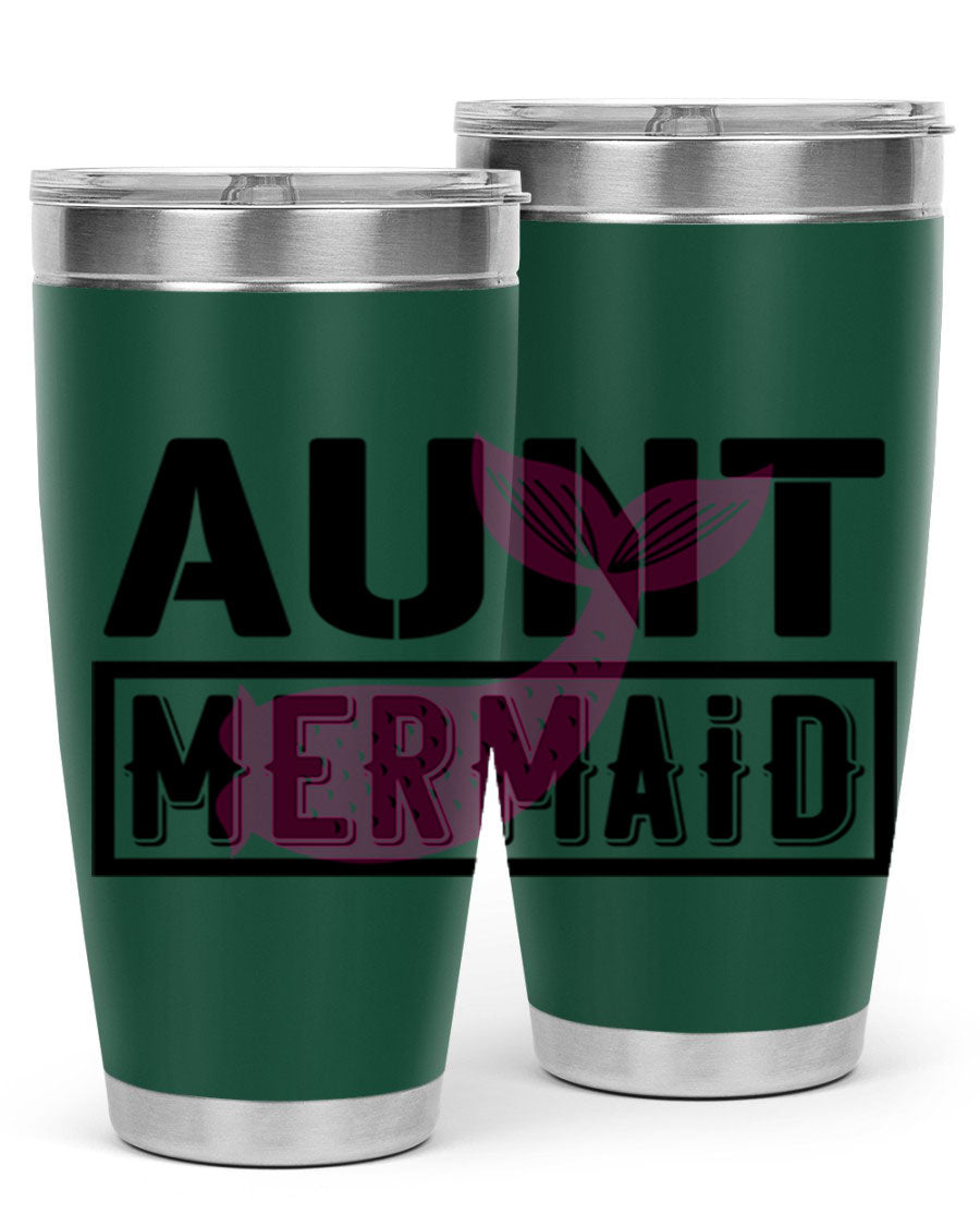Aunt Mermaid 17# Tumbler, a stylish 20oz stainless steel tumbler with a vibrant mermaid design, perfect for hot and cold beverages.