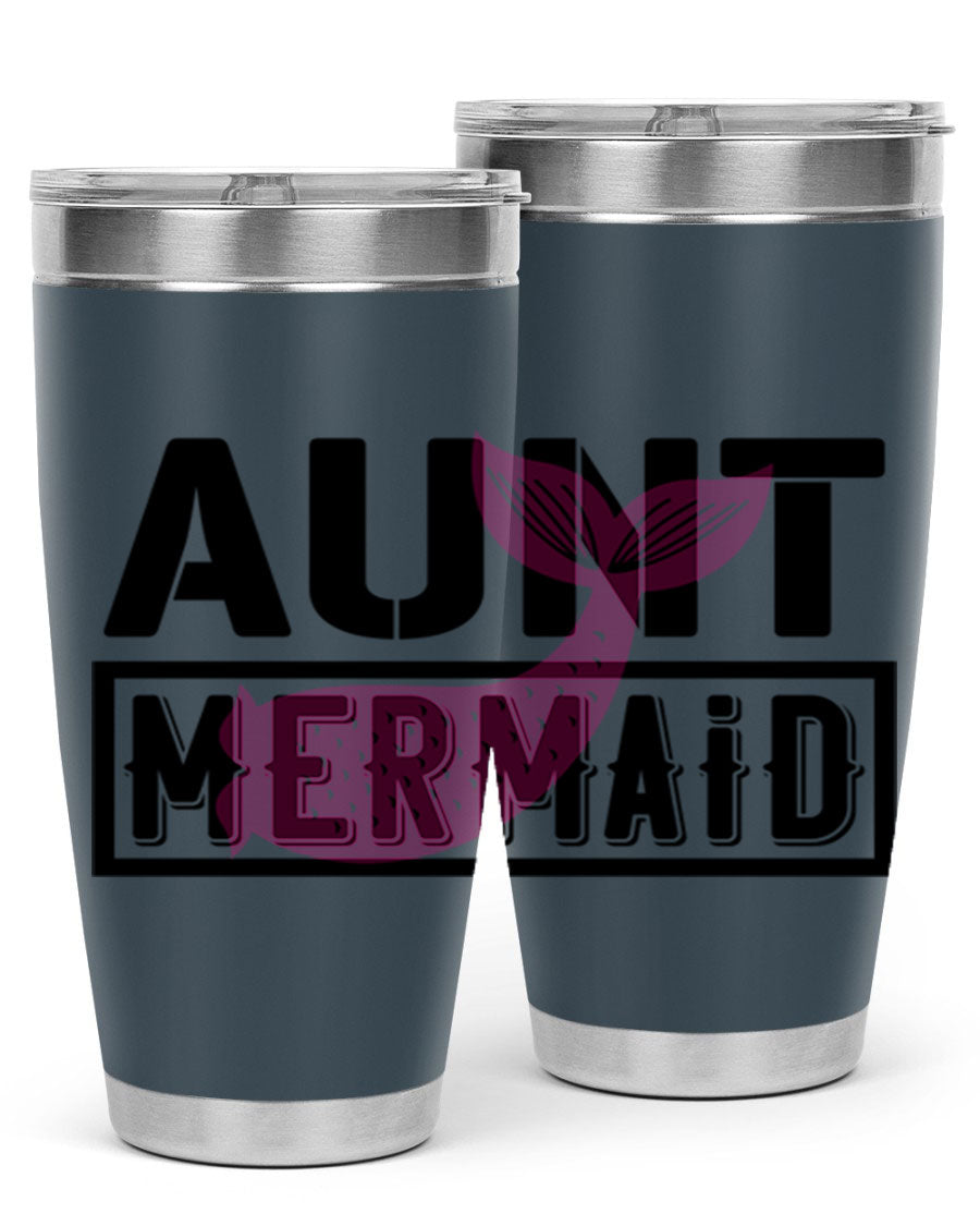Aunt Mermaid 17# Tumbler, a stylish 20oz stainless steel tumbler with a vibrant mermaid design, perfect for hot and cold beverages.