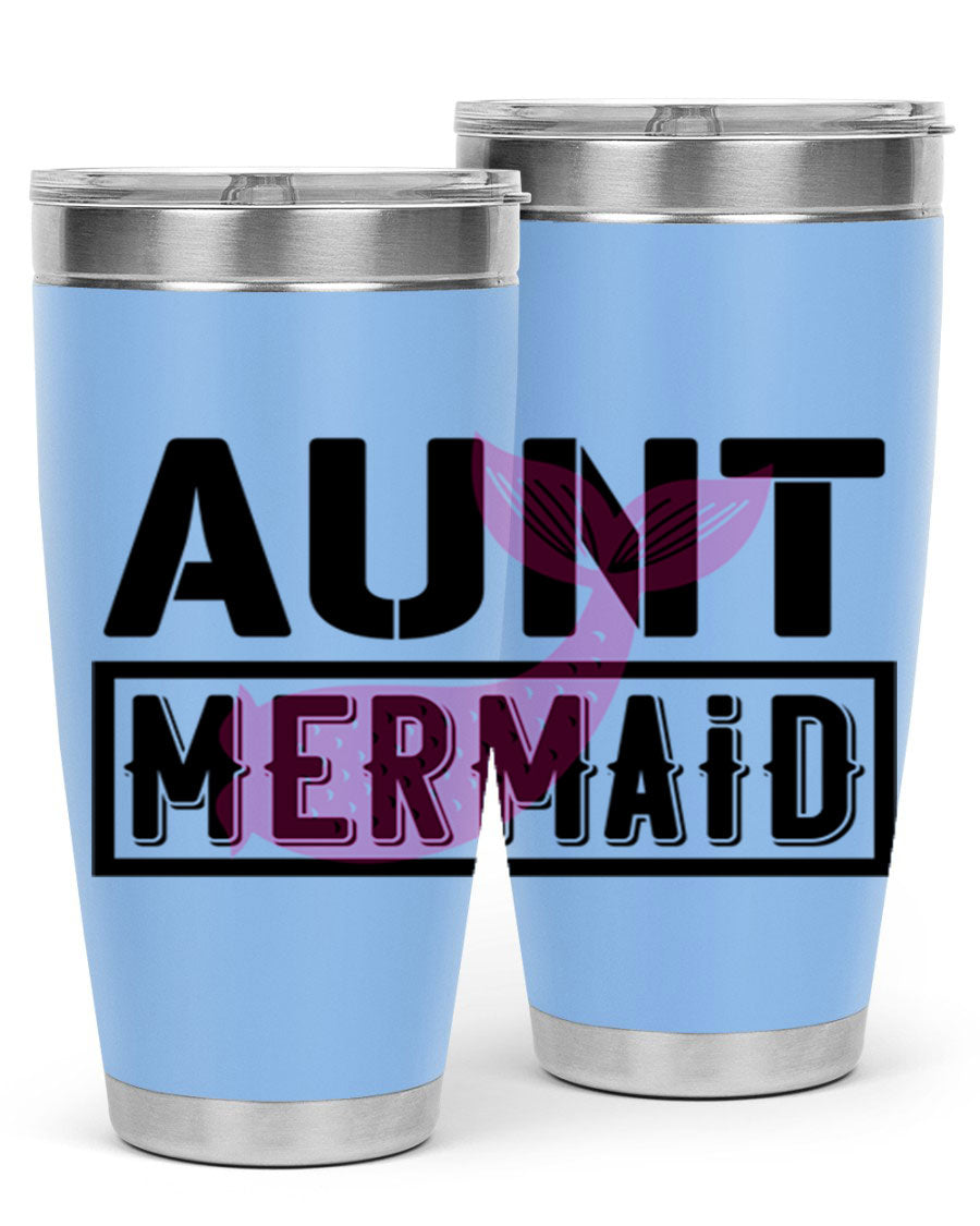 Aunt Mermaid 17# Tumbler, a stylish 20oz stainless steel tumbler with a vibrant mermaid design, perfect for hot and cold beverages.