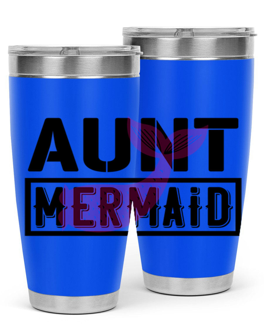 Aunt Mermaid 17# Tumbler, a stylish 20oz stainless steel tumbler with a vibrant mermaid design, perfect for hot and cold beverages.