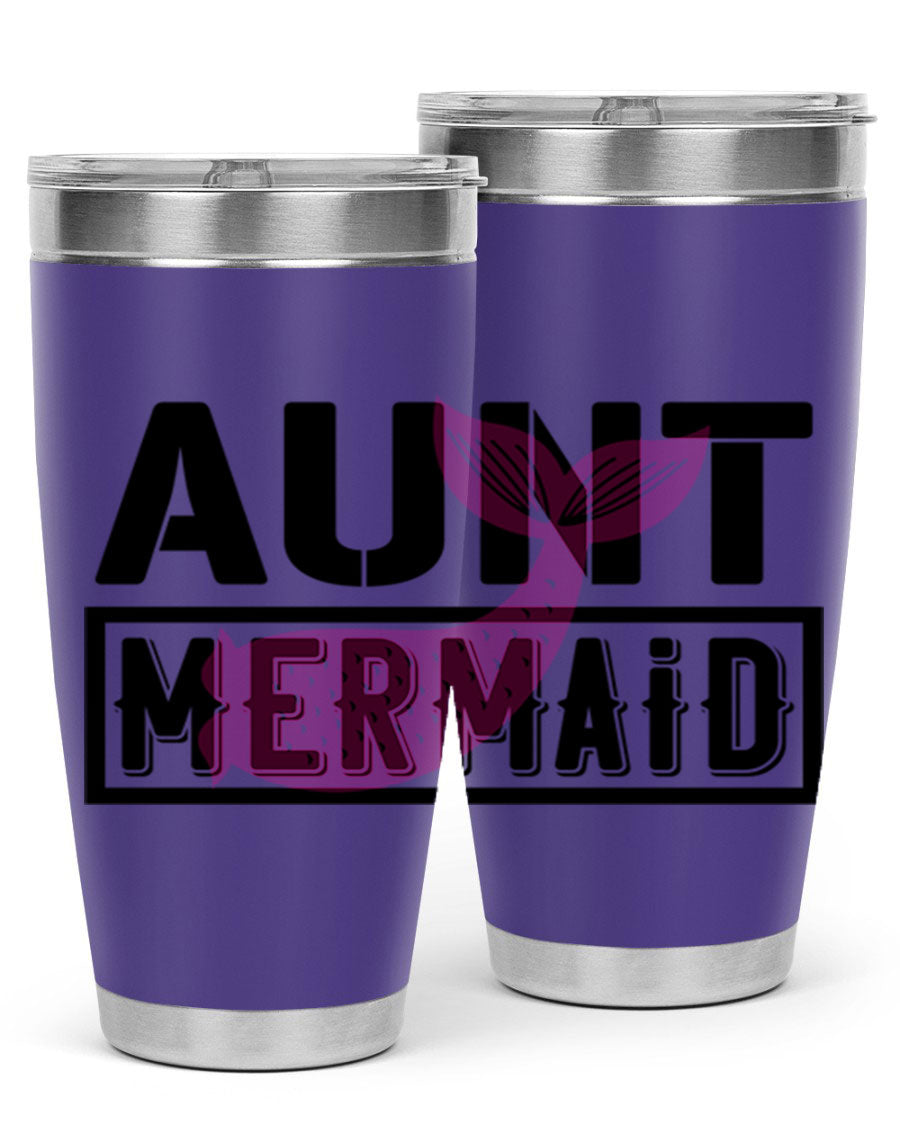 Aunt Mermaid 17# Tumbler, a stylish 20oz stainless steel tumbler with a vibrant mermaid design, perfect for hot and cold beverages.