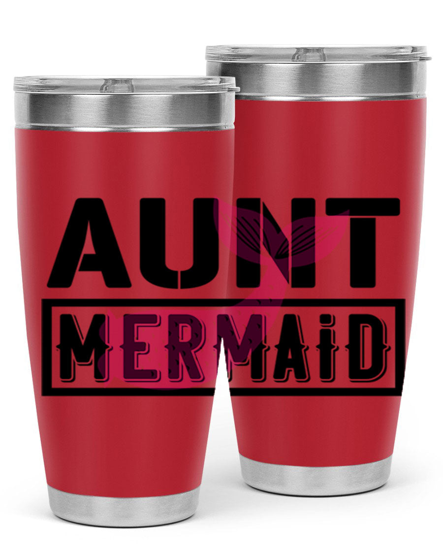Aunt Mermaid 17# Tumbler, a stylish 20oz stainless steel tumbler with a vibrant mermaid design, perfect for hot and cold beverages.