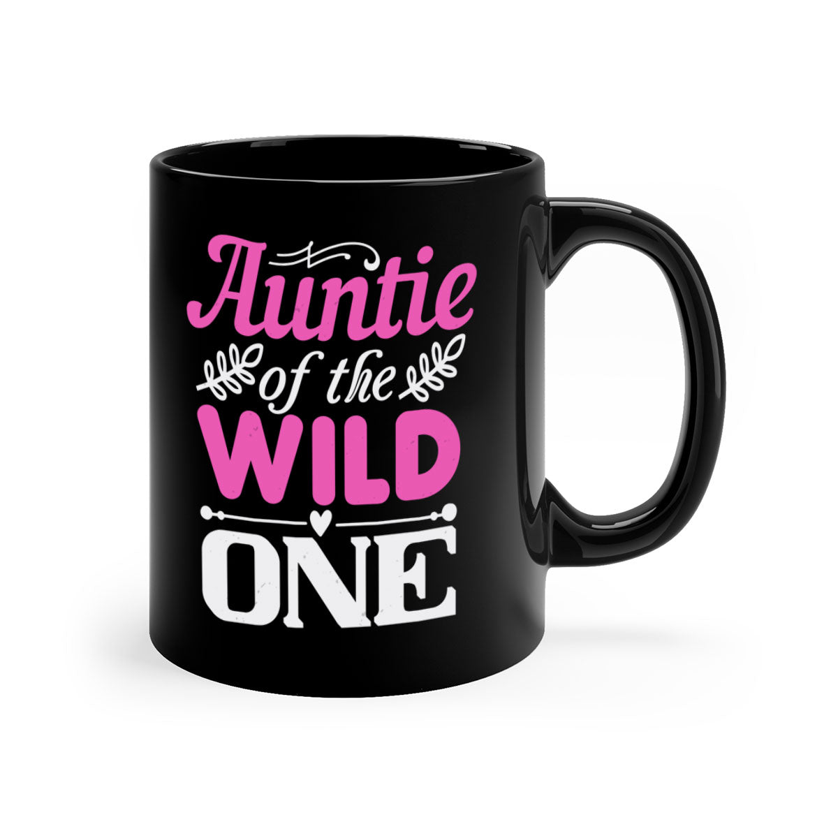 Auntie of the Wild One Style 63# Mug featuring a glossy finish, colored handle, and interior in vibrant colors.