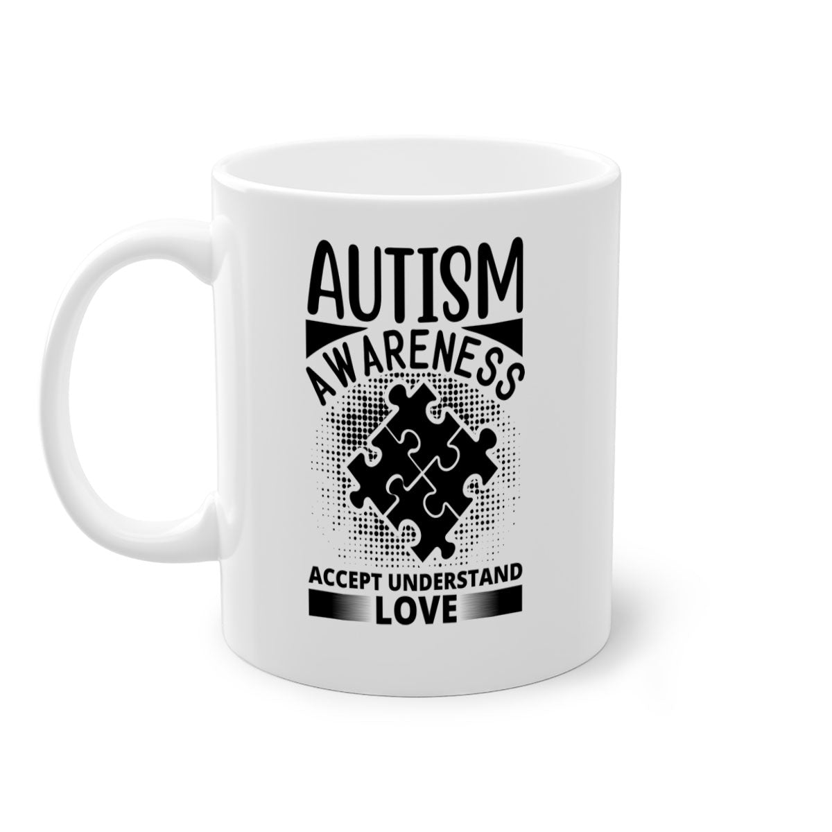 Autism awareness Style 43# mug with colorful handle and glossy finish, available in multiple colors and sizes.