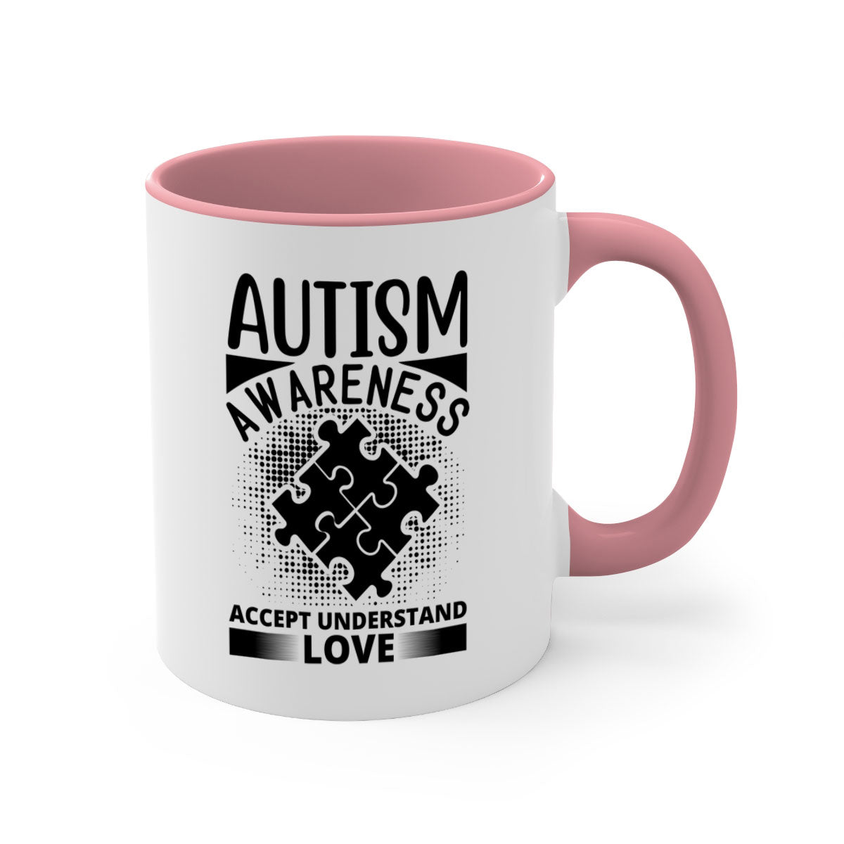 Autism awareness Style 43# mug with colorful handle and glossy finish, available in multiple colors and sizes.