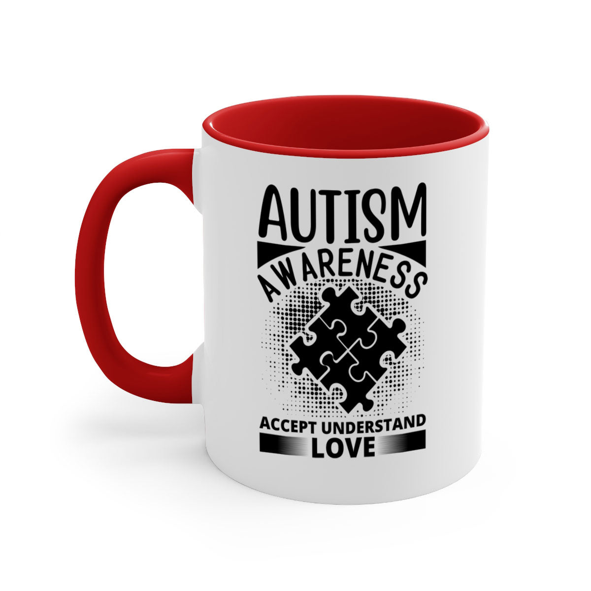 Autism awareness Style 43# mug with colorful handle and glossy finish, available in multiple colors and sizes.
