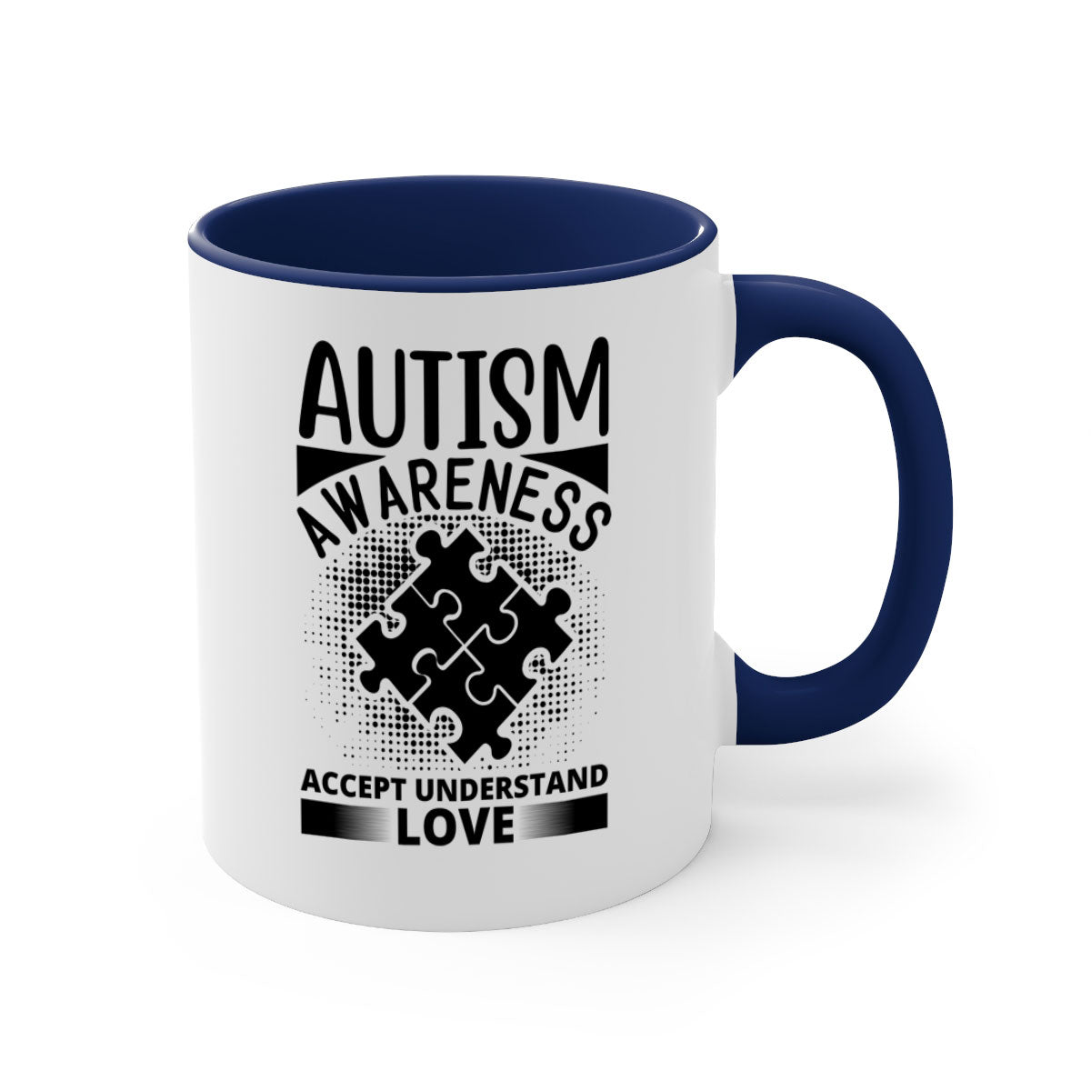 Autism awareness Style 43# mug with colorful handle and glossy finish, available in multiple colors and sizes.