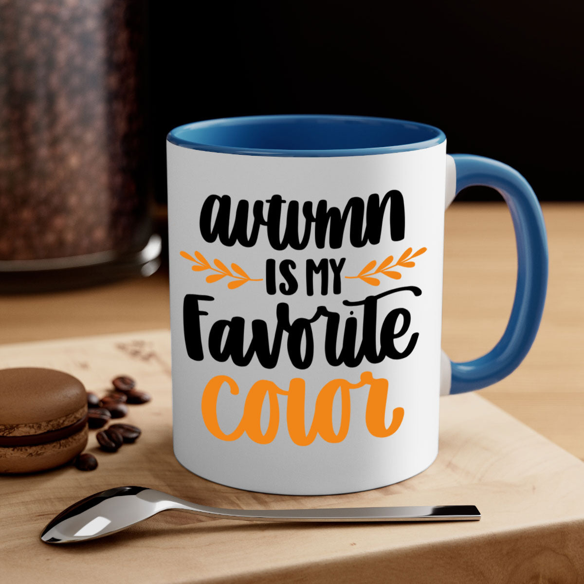 Autumn Is My Favorite Color Mug featuring a glossy finish, colored handle, and interior, available in multiple colors.