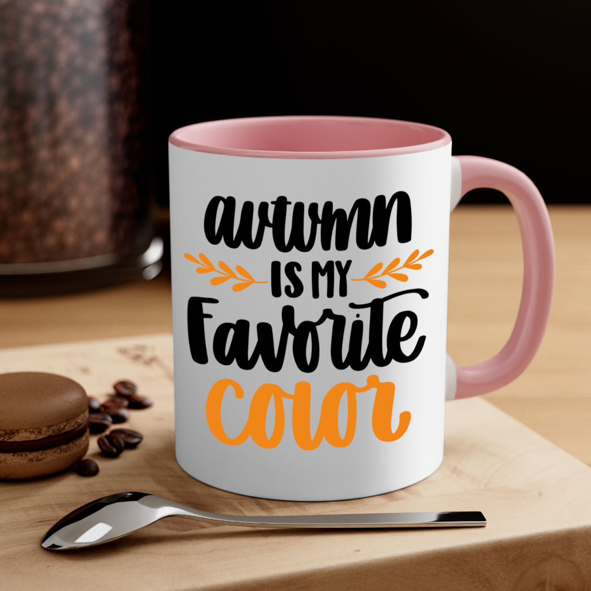 Autumn Is My Favorite Color Mug featuring a glossy finish, colored handle, and interior, available in multiple colors.