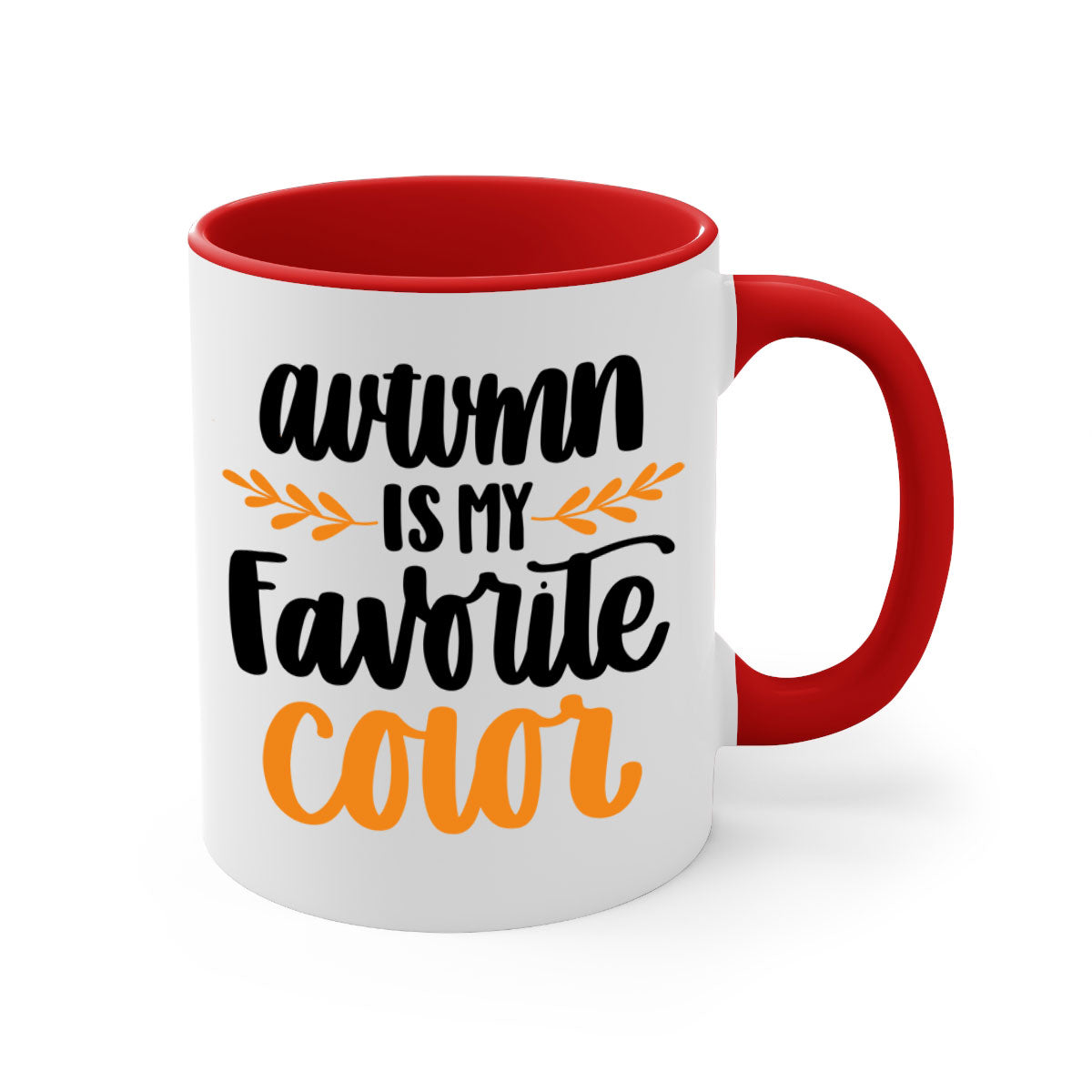 Autumn Is My Favorite Color Mug featuring a glossy finish, colored handle, and interior, available in multiple colors.