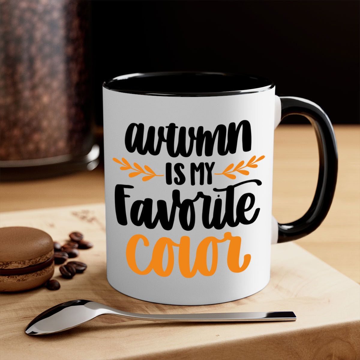 Autumn Is My Favorite Color Mug featuring a glossy finish, colored handle, and interior, available in multiple colors.