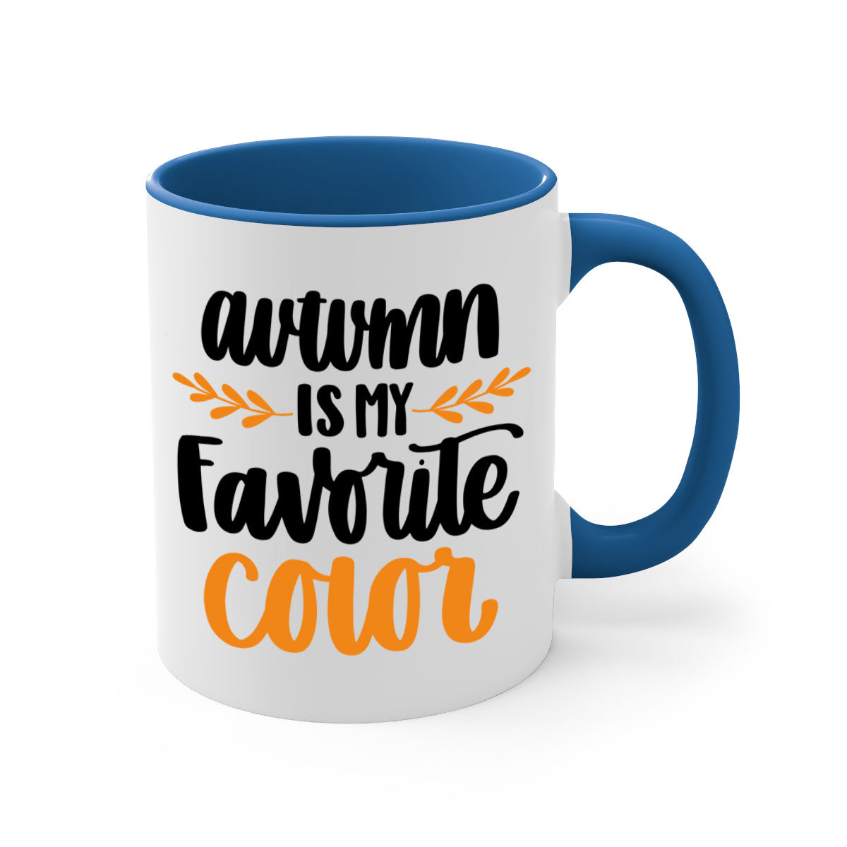 Autumn Is My Favorite Color Mug featuring a glossy finish, colored handle, and interior, available in multiple colors.