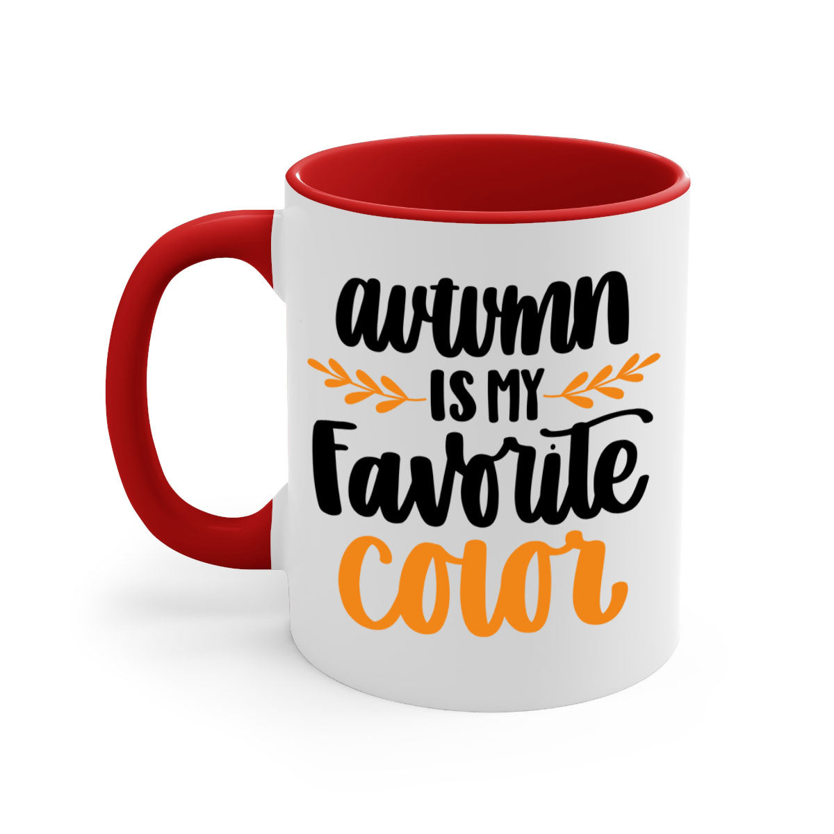 Autumn Is My Favorite Color Mug featuring a glossy finish, colored handle, and interior, available in multiple colors.