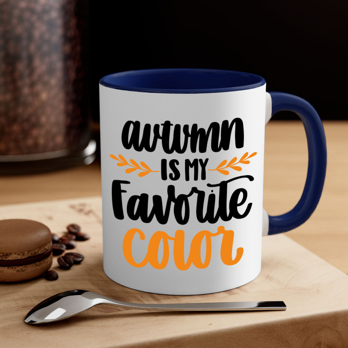 Autumn Is My Favorite Color Mug featuring a glossy finish, colored handle, and interior, available in multiple colors.