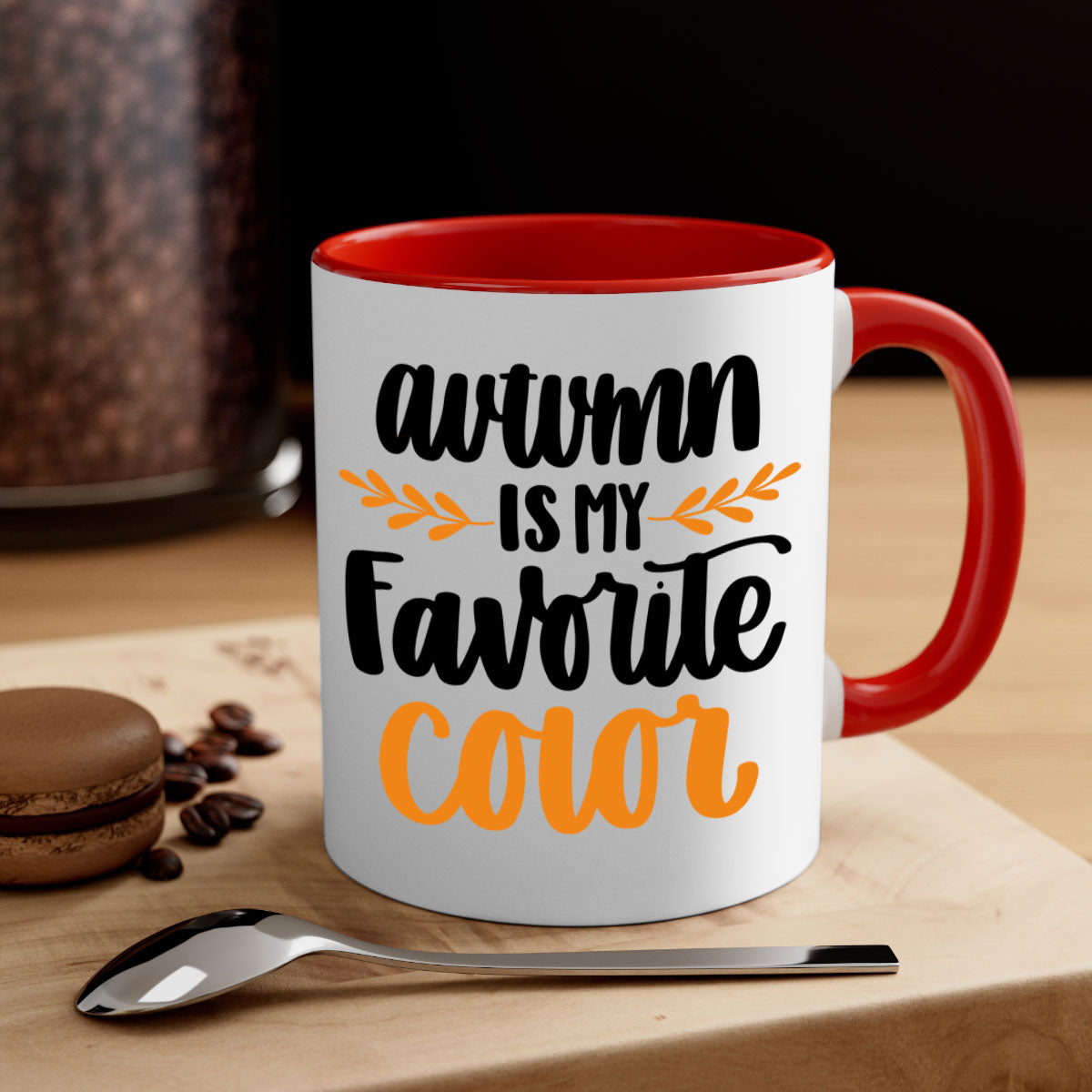 Autumn Is My Favorite Color Mug featuring a glossy finish, colored handle, and interior, available in multiple colors.