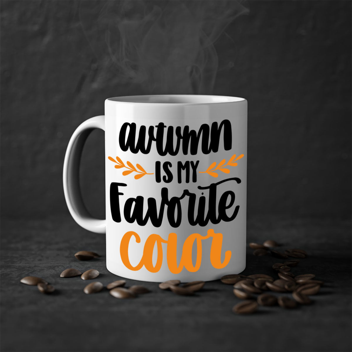 Autumn Is My Favorite Color Mug featuring a glossy finish, colored handle, and interior, available in multiple colors.