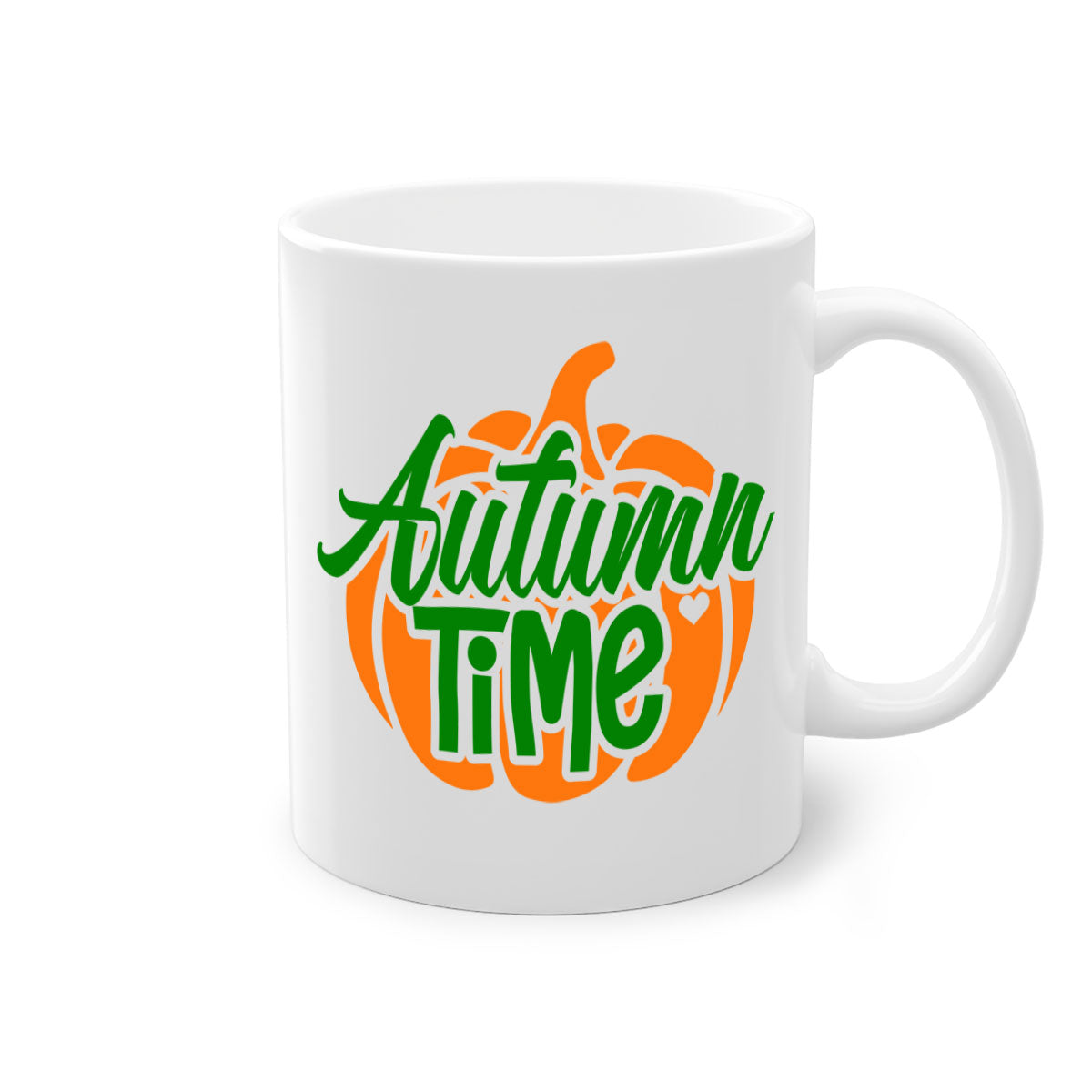Autumn Time 34# Mug featuring a glossy finish, colored handle, and interior, available in multiple colors and sizes.