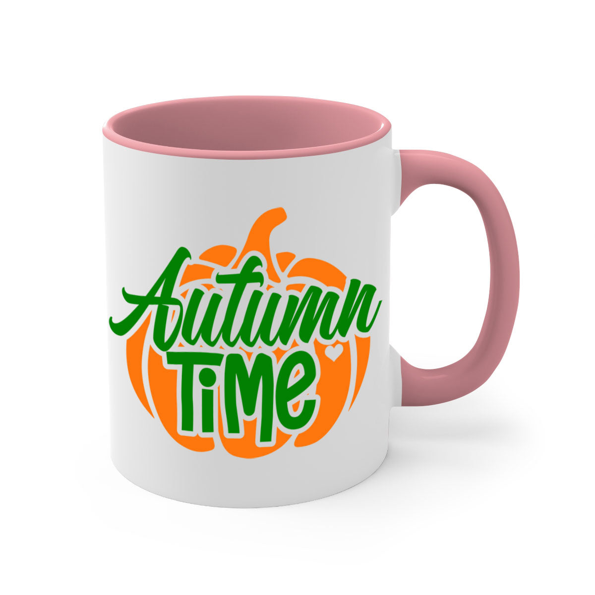 Autumn Time 34# Mug featuring a glossy finish, colored handle, and interior, available in multiple colors and sizes.