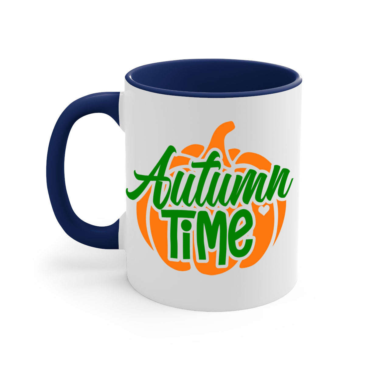 Autumn Time 34# Mug featuring a glossy finish, colored handle, and interior, available in multiple colors and sizes.