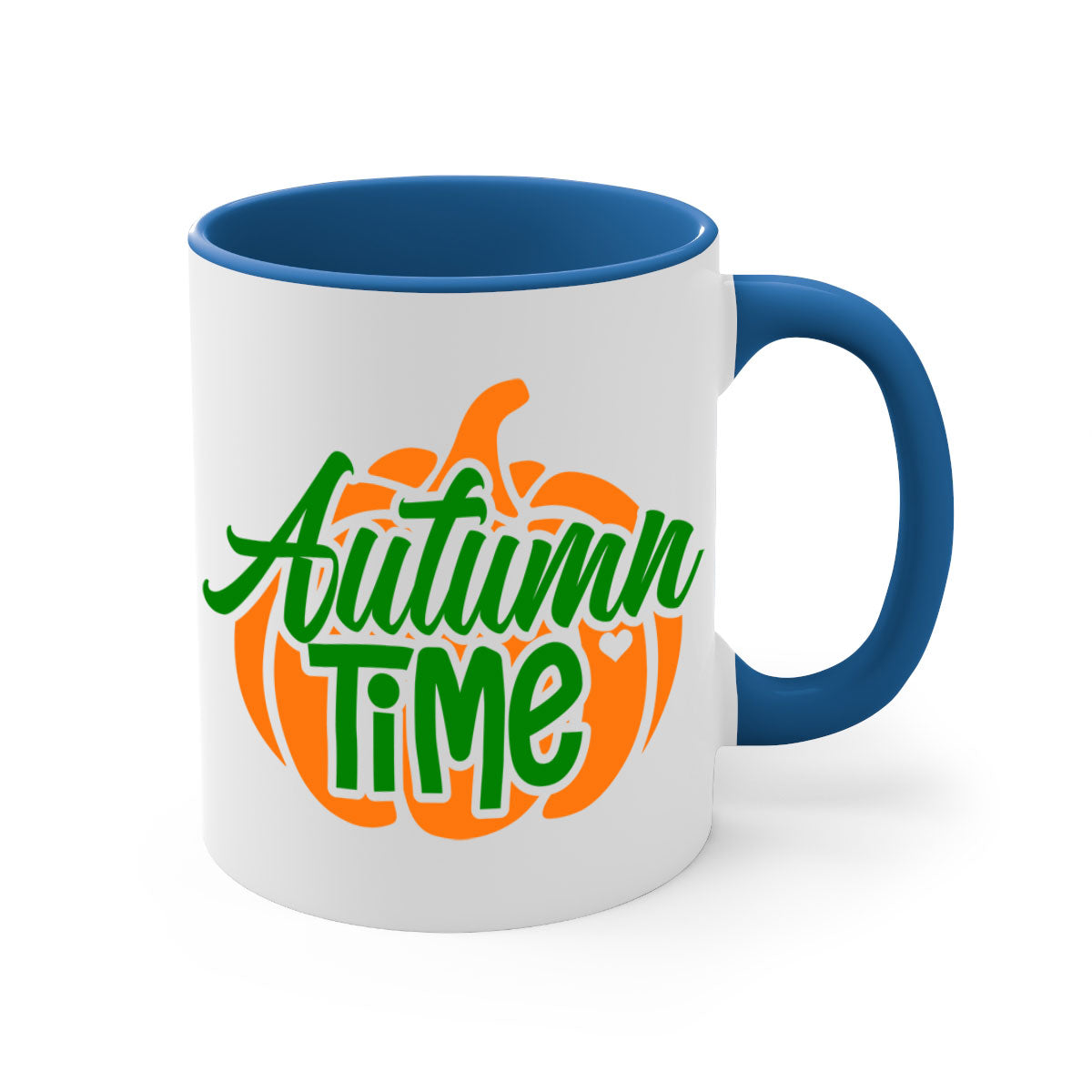 Autumn Time 34# Mug featuring a glossy finish, colored handle, and interior, available in multiple colors and sizes.
