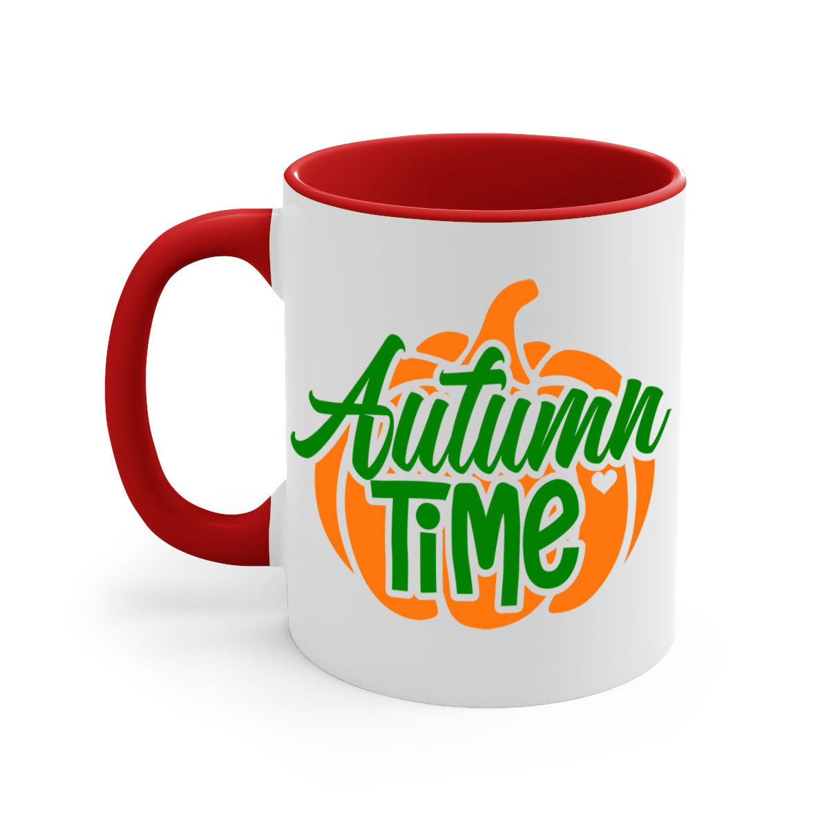 Autumn Time 34# Mug featuring a glossy finish, colored handle, and interior, available in multiple colors and sizes.