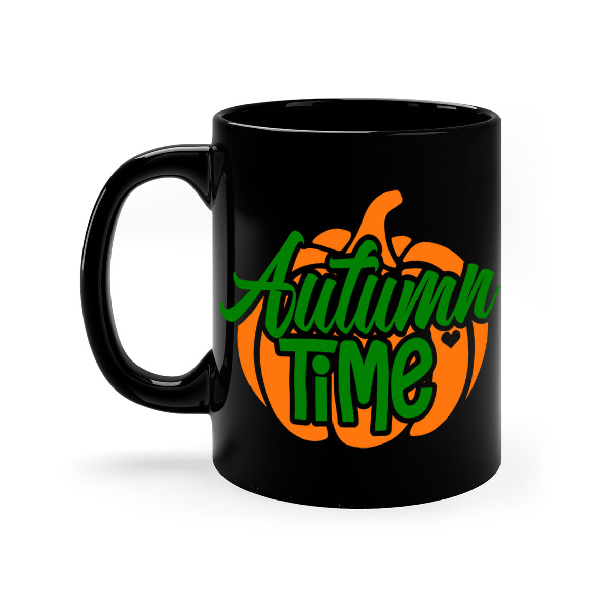 Autumn Time 34# Mug featuring a glossy finish, colored handle, and interior, available in multiple colors and sizes.