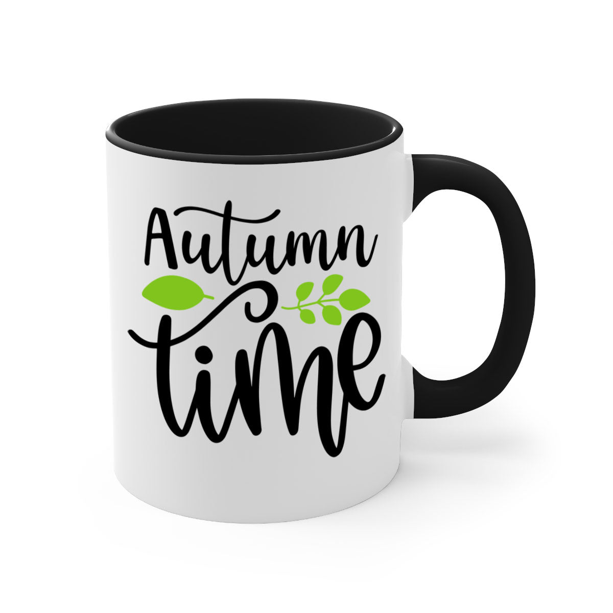 Autumn Time 35# Mug with colorful handle and glossy finish, available in multiple colors and sizes.