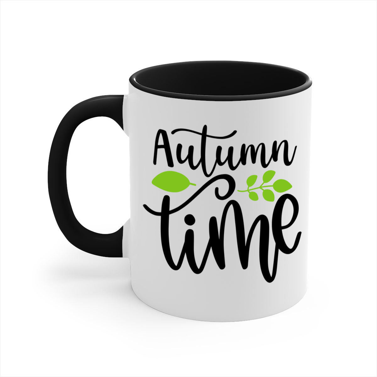 Autumn Time 35# Mug with colorful handle and glossy finish, available in multiple colors and sizes.