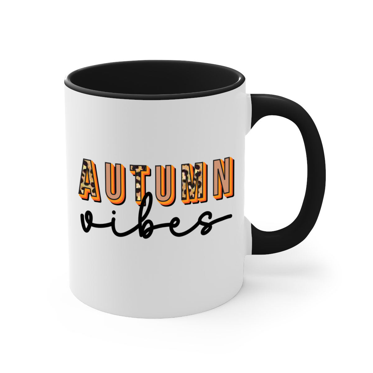 Autumn Vibes 37# Mug featuring a glossy finish, colored handle, and interior in five vibrant colors, perfect for coffee and tea.