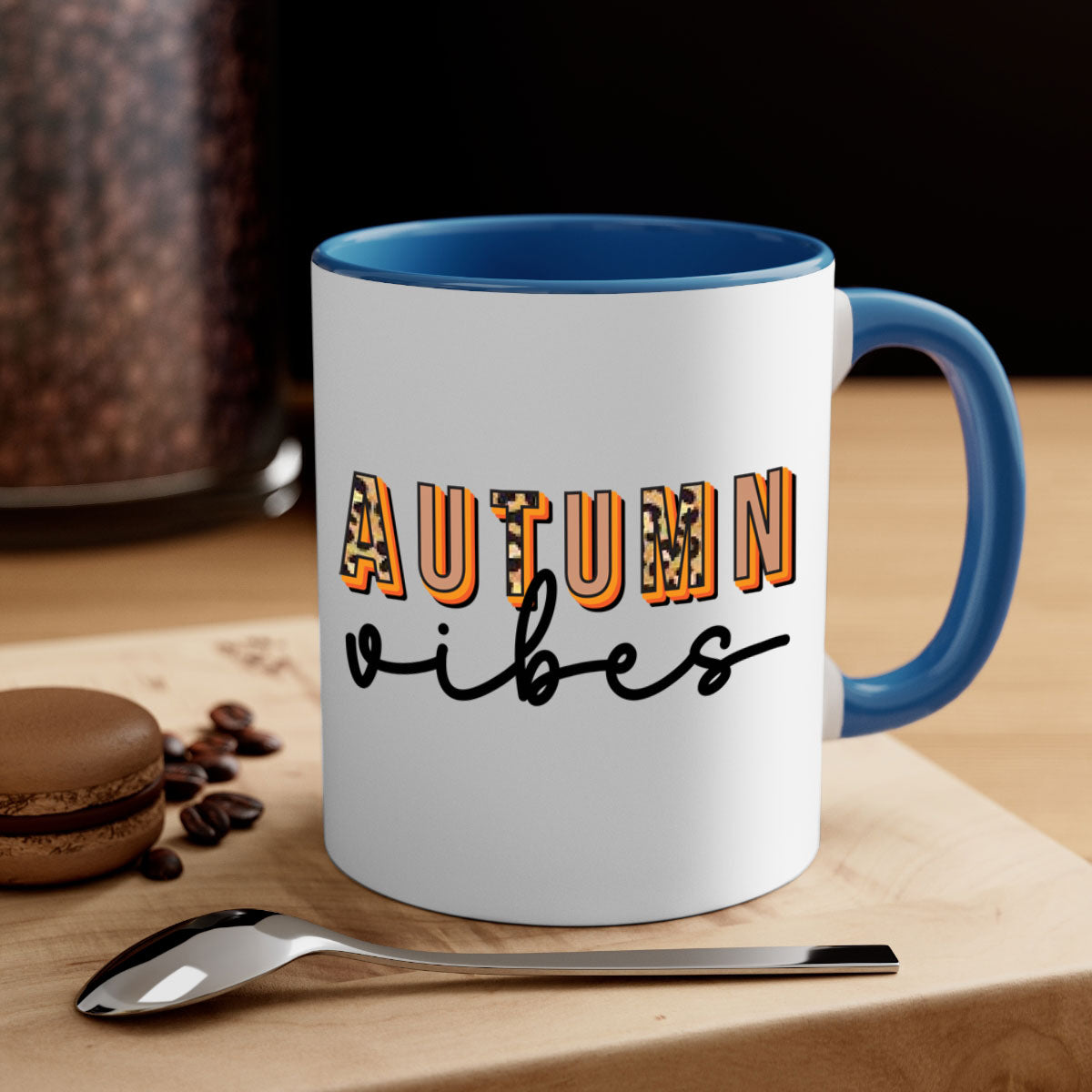 Autumn Vibes 37# Mug featuring a glossy finish, colored handle, and interior in five vibrant colors, perfect for coffee and tea.