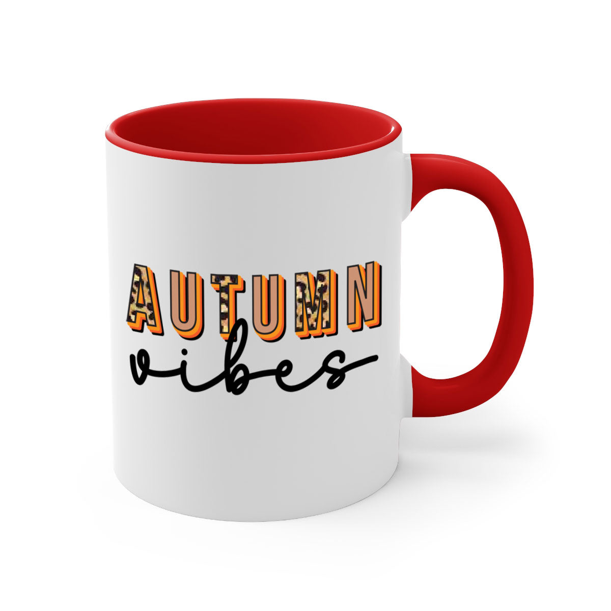 Autumn Vibes 37# Mug featuring a glossy finish, colored handle, and interior in five vibrant colors, perfect for coffee and tea.