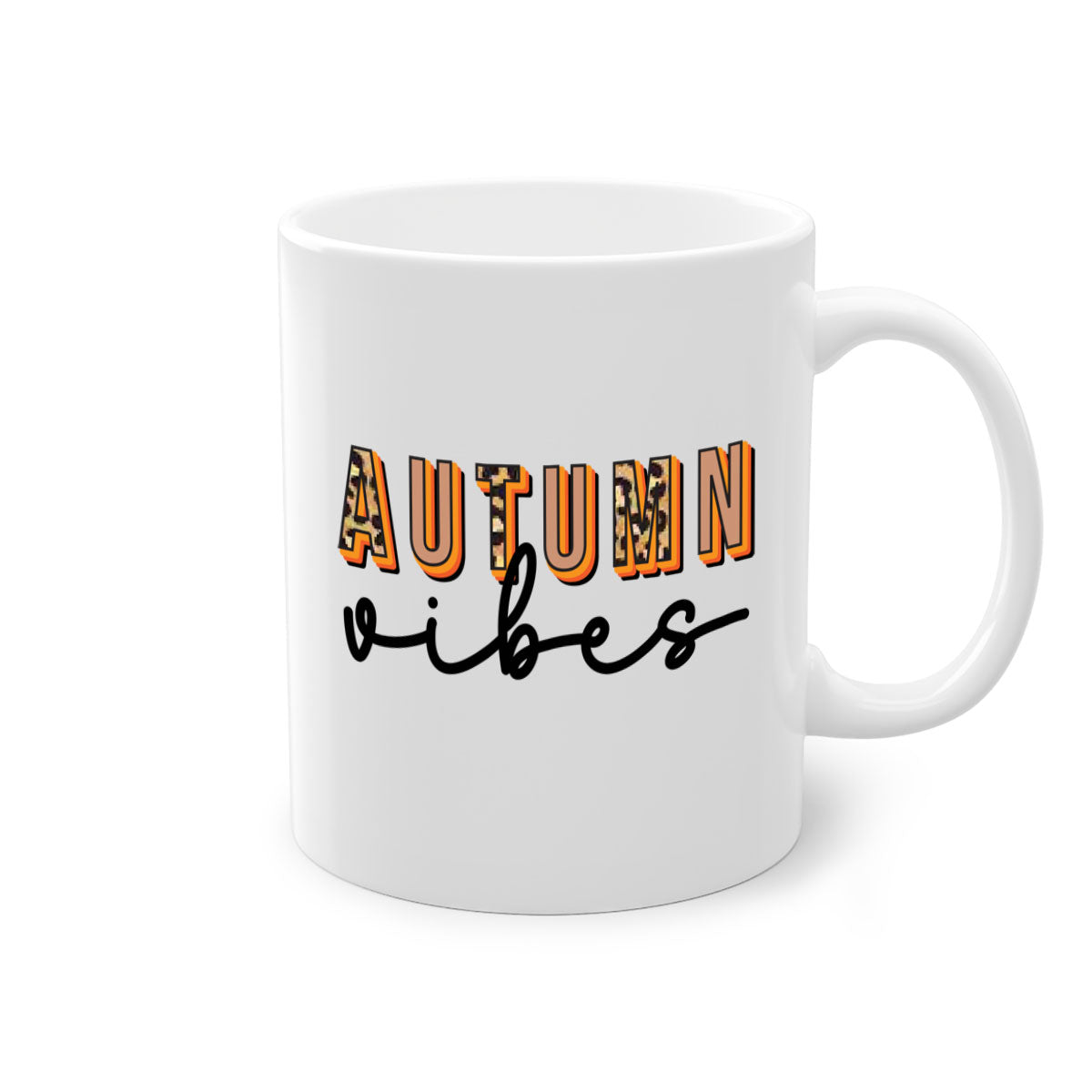 Autumn Vibes 37# Mug featuring a glossy finish, colored handle, and interior in five vibrant colors, perfect for coffee and tea.