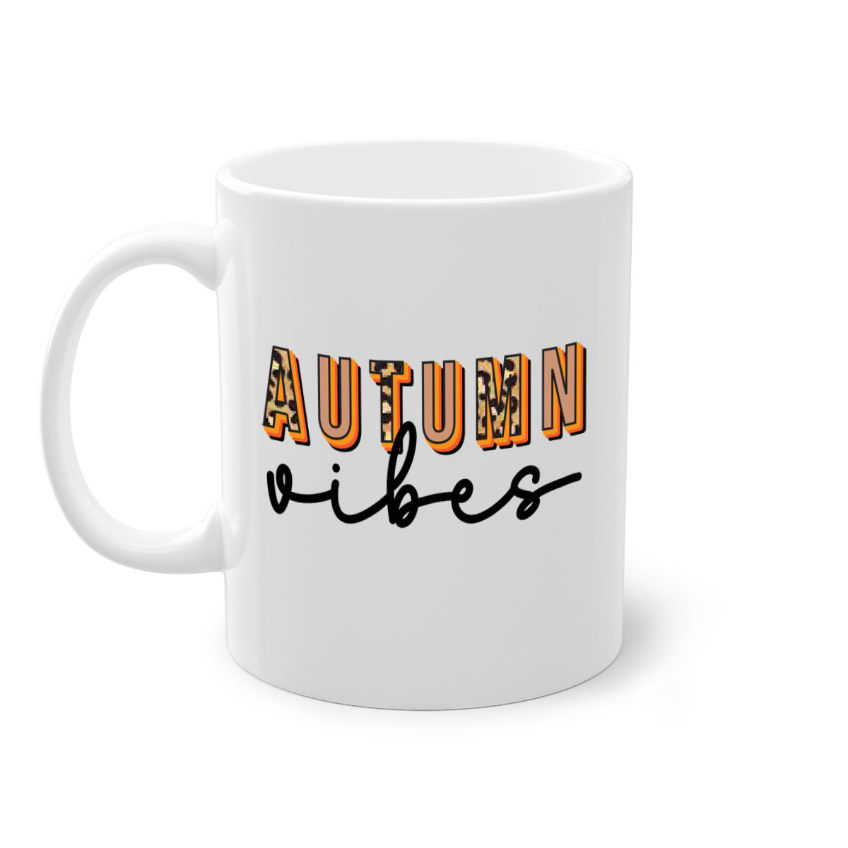 Autumn Vibes 37# Mug featuring a glossy finish, colored handle, and interior in five vibrant colors, perfect for coffee and tea.