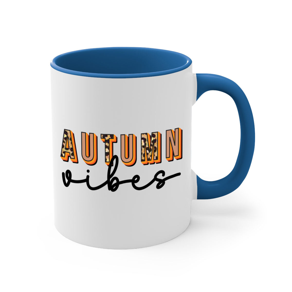 Autumn Vibes 37# Mug featuring a glossy finish, colored handle, and interior in five vibrant colors, perfect for coffee and tea.