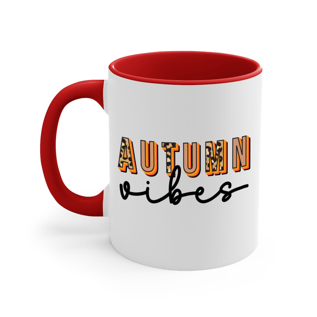 Autumn Vibes 37# Mug featuring a glossy finish, colored handle, and interior in five vibrant colors, perfect for coffee and tea.