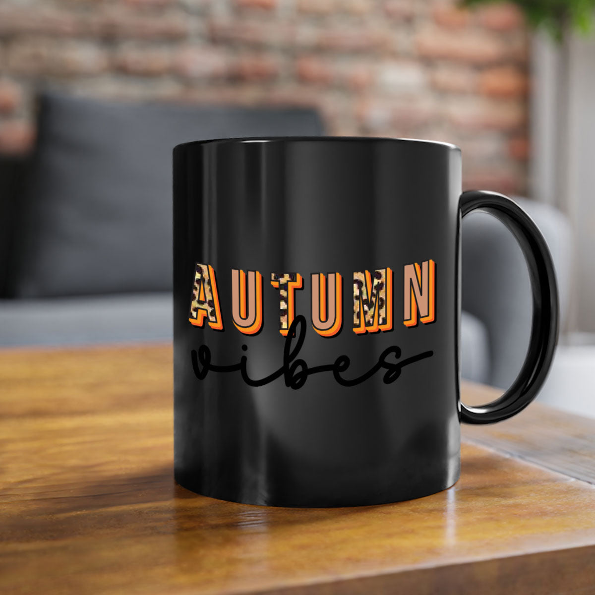 Autumn Vibes 37# Mug featuring a glossy finish, colored handle, and interior in five vibrant colors, perfect for coffee and tea.