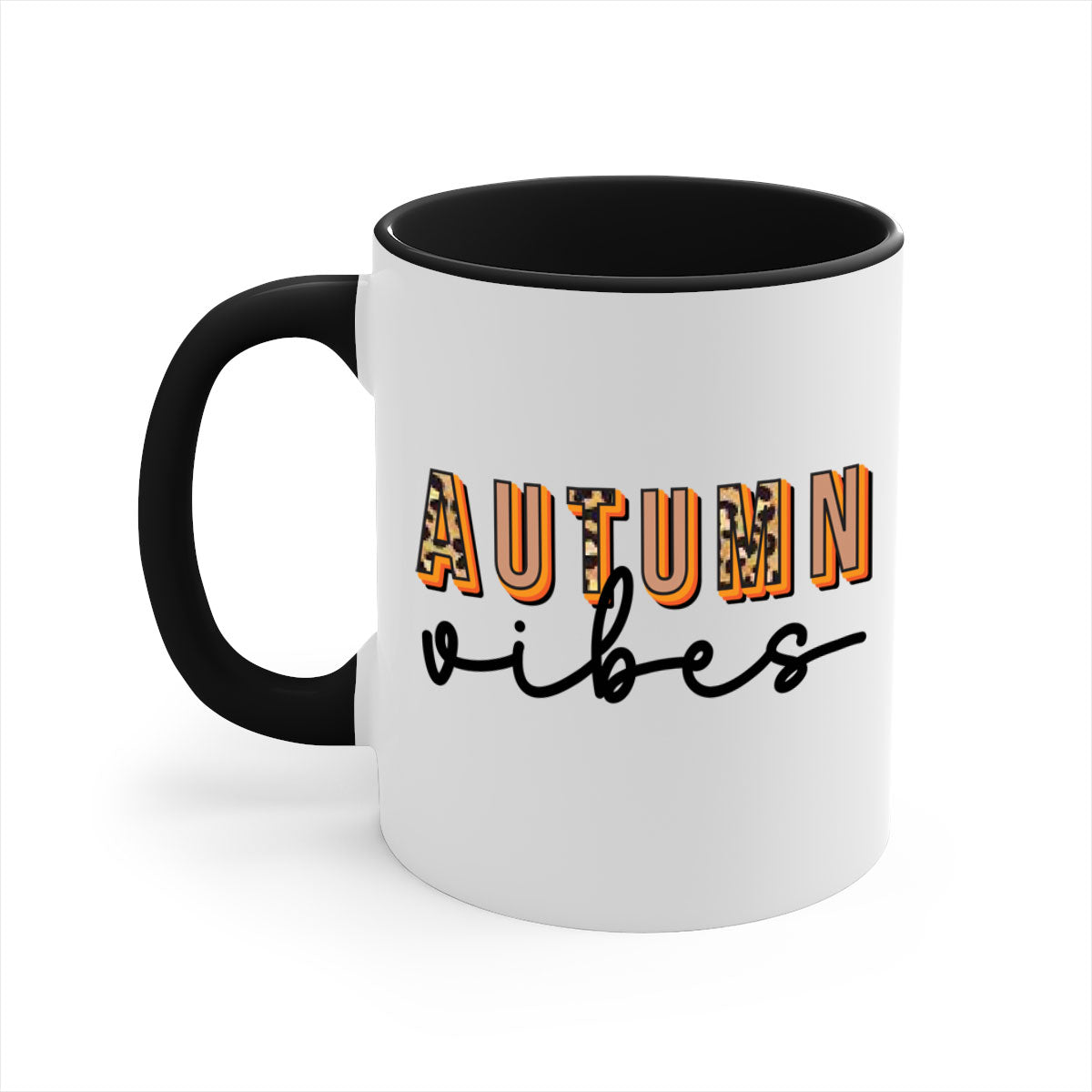Autumn Vibes 37# Mug featuring a glossy finish, colored handle, and interior in five vibrant colors, perfect for coffee and tea.