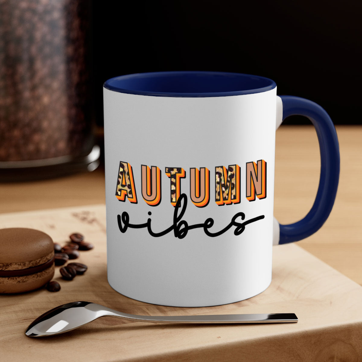 Autumn Vibes 37# Mug featuring a glossy finish, colored handle, and interior in five vibrant colors, perfect for coffee and tea.